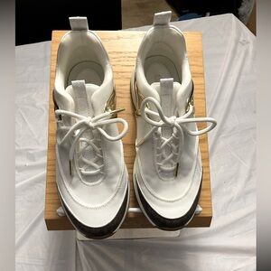 Michael Kors Stylish White and Gold Women's Sneakers